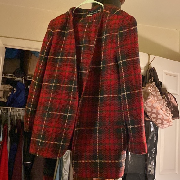 2 PCs skirt set plaid lined skirt and jacket nice - Picture 3 of 7